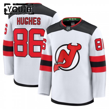 Børn NHL New Jersey Devils Trøje 2024-25 Fanatics Premium Jack Hughes Hvid Udebane